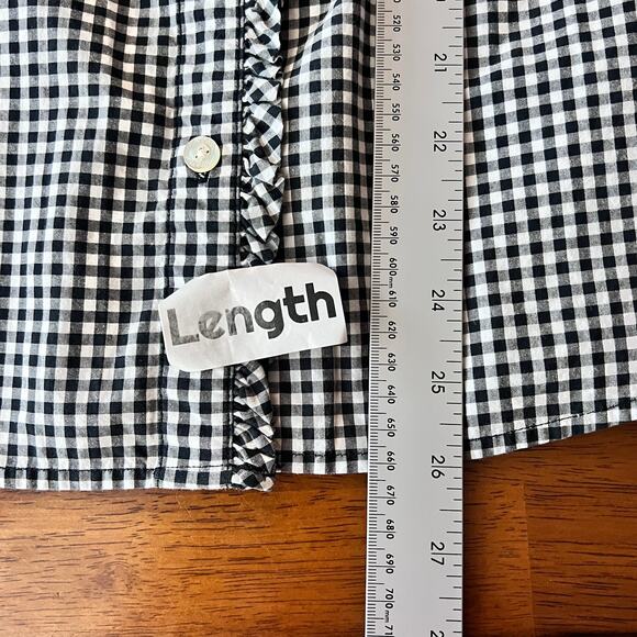 Vineyard Vines Women's XS Gingham Shirt Preppy Ruffle Trim Career Blouse Cotton - Picture 9 of 10